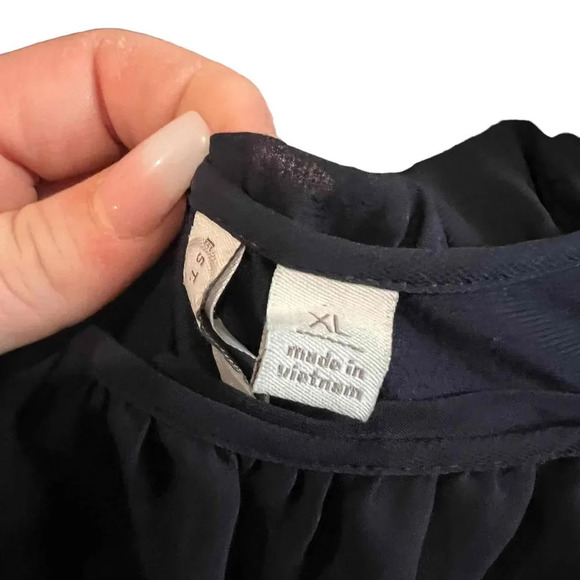 Est. 1946 Navy Off-Shoulder Ruffle Detail Elastic Neckline Solid Blouse Size XL - Picture 3 of 5